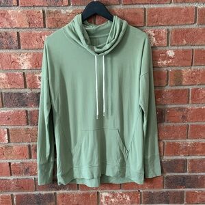 Southern Tide Green Hooded Pima Cotton Cowl Neck Sweatshirt